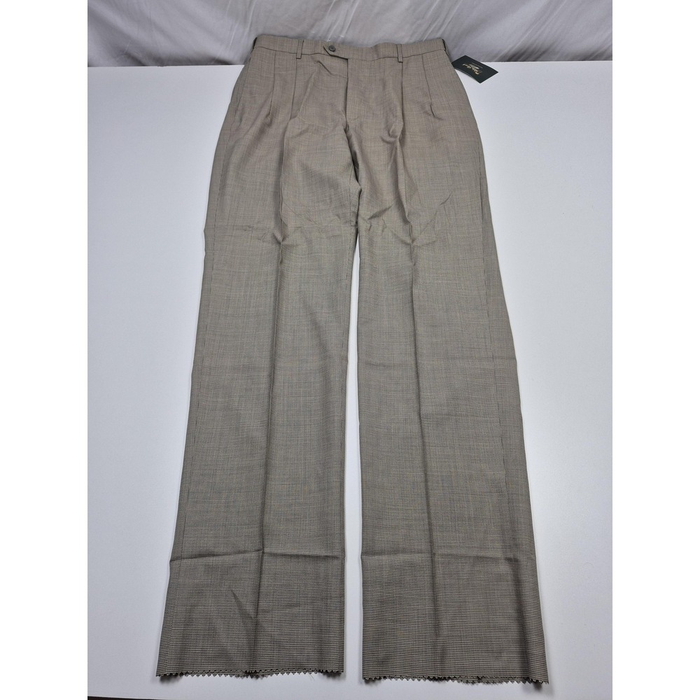 Palm Beach Dress Pants Mens 38x36 Beige Wool Pleated Straight Unhemmed NWT